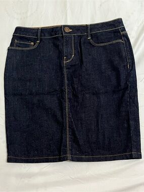 Zara Dark Indigo Denim Midi Skirt Womens Size 4